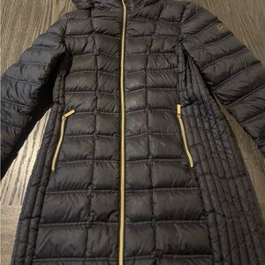 Michael Kors Black Quilted Puffer Coat with Gold Accents